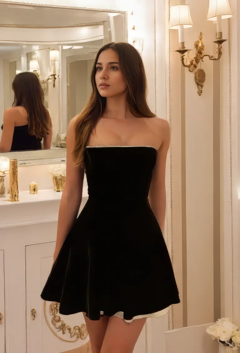 Timeless Elegance: Black Strapless Fit & Flare Dress