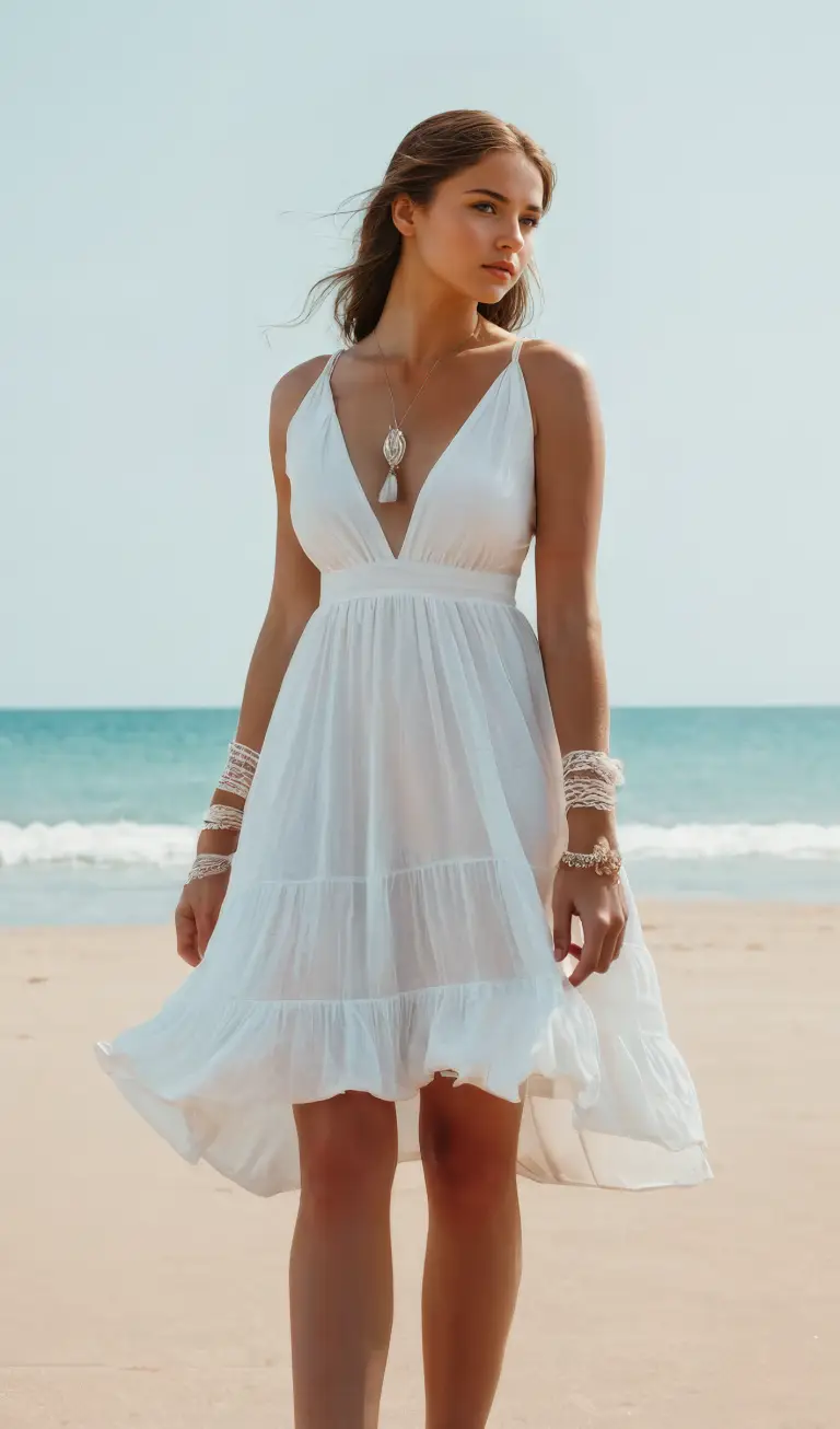 Boho Chic White Beach Dress – Effortless Summer Elegance